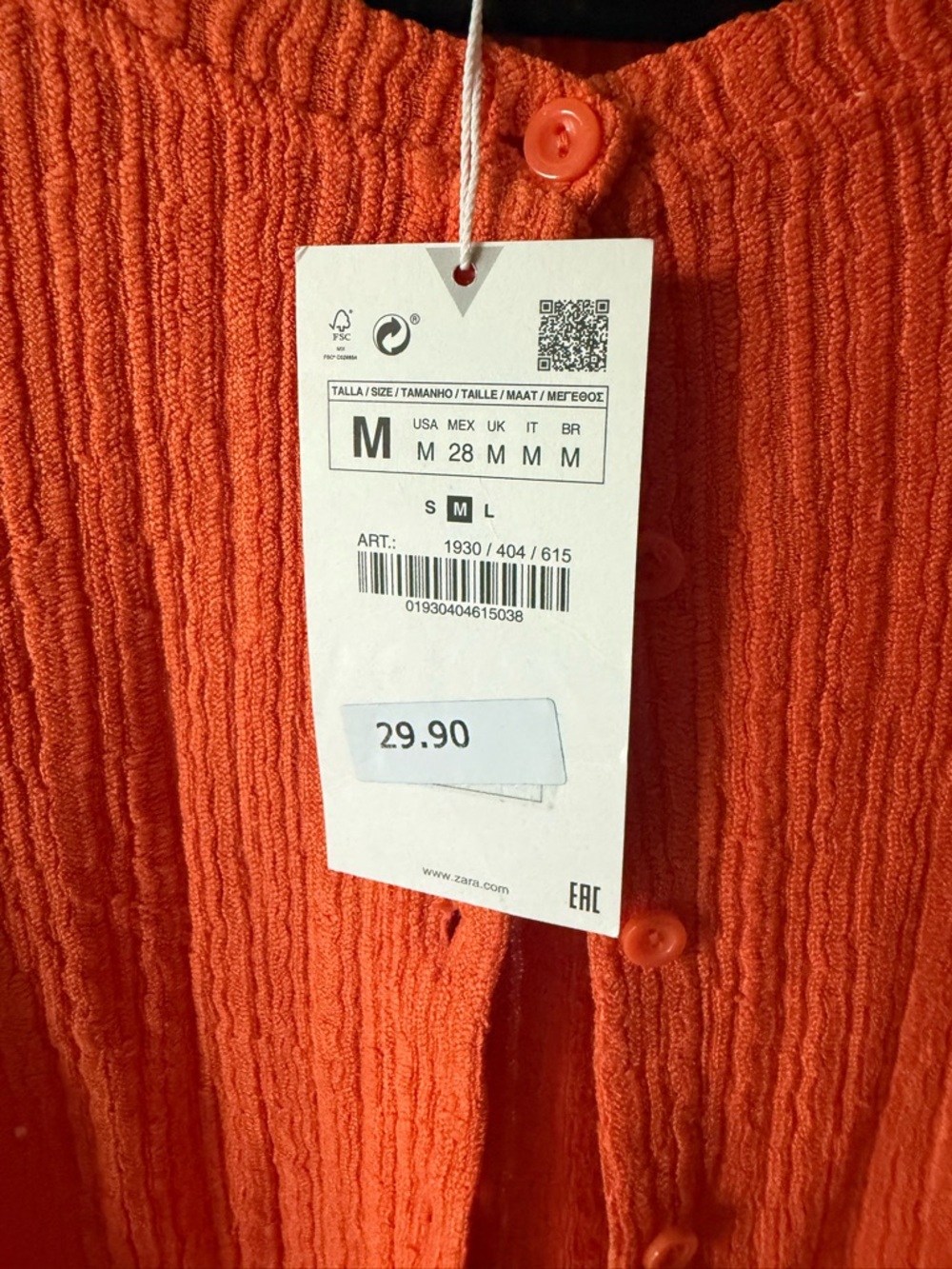 Zara Vibrant Orange Ribbed Button Cardigan with Ruffle Shoulders - Picture 9 of 11